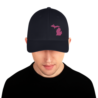 Michigan Fitted Baseball Cap | Apple Blossom Pink Outline