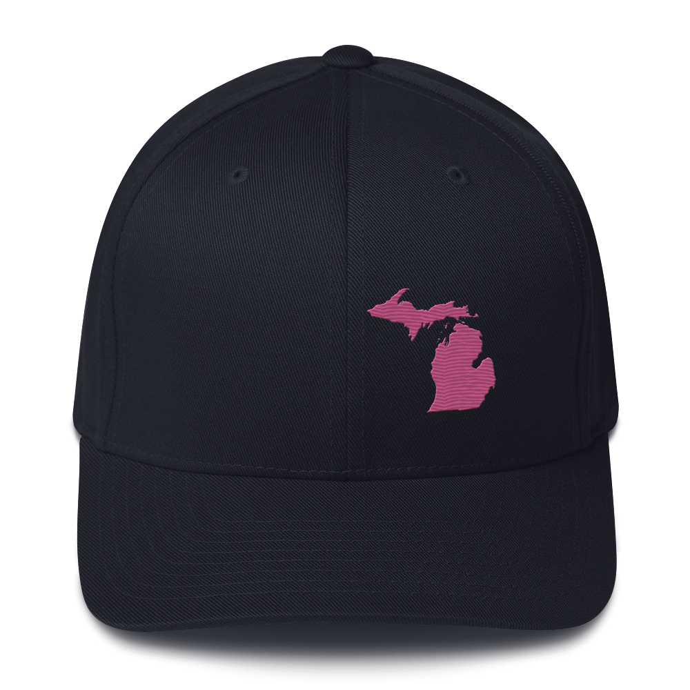 Michigan Fitted Baseball Cap | Apple Blossom Pink Outline