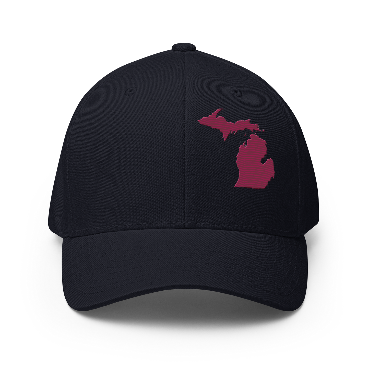 Michigan Fitted Baseball Cap | Ruby Red Outline