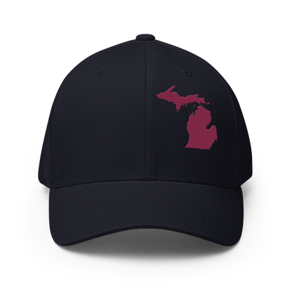 Michigan Fitted Baseball Cap | Ruby Red Outline