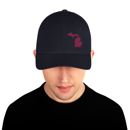 Michigan Fitted Baseball Cap | Ruby Red Outline