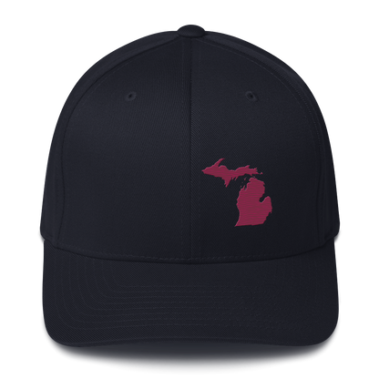 Michigan Fitted Baseball Cap | Ruby Red Outline