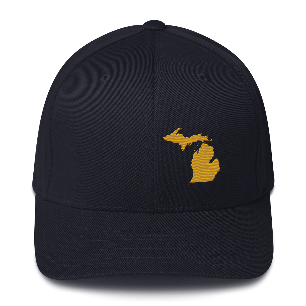 Michigan Fitted Baseball Cap | Gold Outline