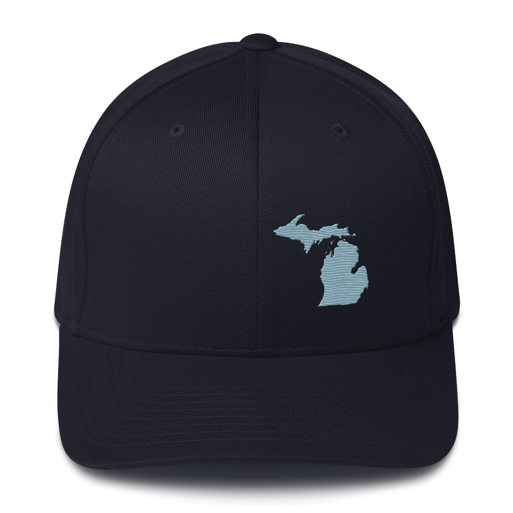 Michigan Fitted Baseball Cap | Opal Blue Outline