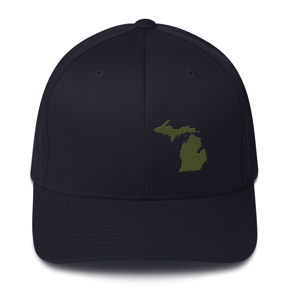 Michigan Fitted Baseball Cap | Army Green Outline