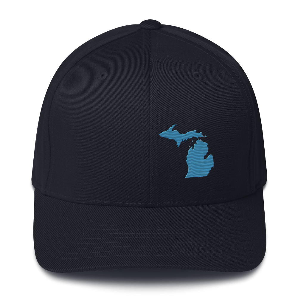 Michigan Fitted Baseball Cap | Traverse Blue Outline