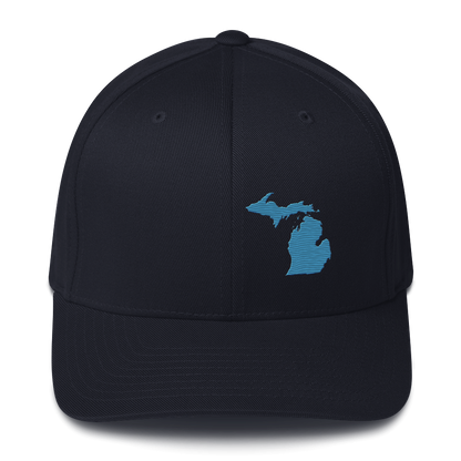 Michigan Fitted Baseball Cap | Traverse Blue Outline