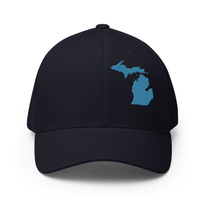 Michigan Fitted Baseball Cap | Traverse Blue Outline