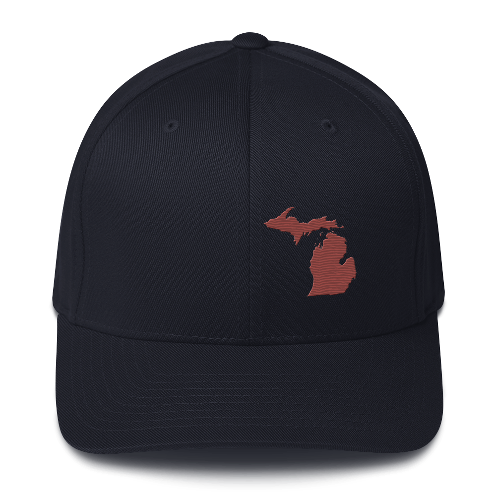 Michigan Fitted Baseball Cap | Ore Dock Red Outline