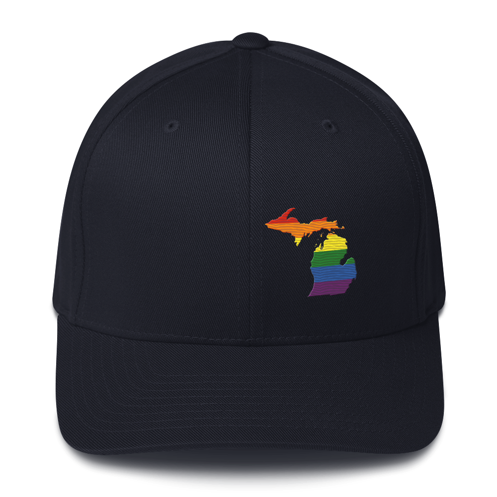 Michigan Fitted Baseball Cap | Rainbow Pride Outline