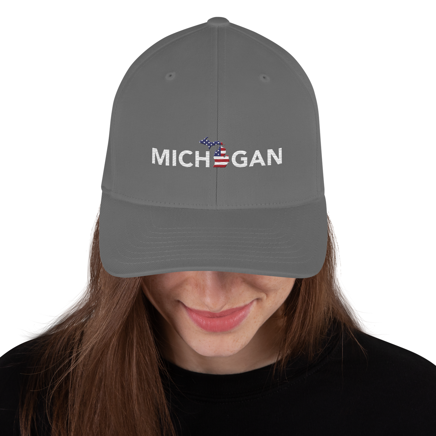 'Michigan' Fitted Baseball Cap (Sans Font Patriot Edition)