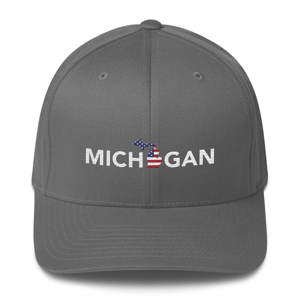 'Michigan' Fitted Baseball Cap (Sans Font Patriot Edition)