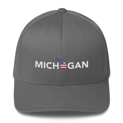 'Michigan' Fitted Baseball Cap (Sans Font Patriot Edition)