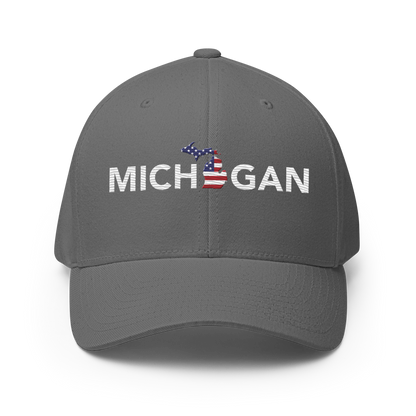 'Michigan' Fitted Baseball Cap (Sans Font Patriot Edition)