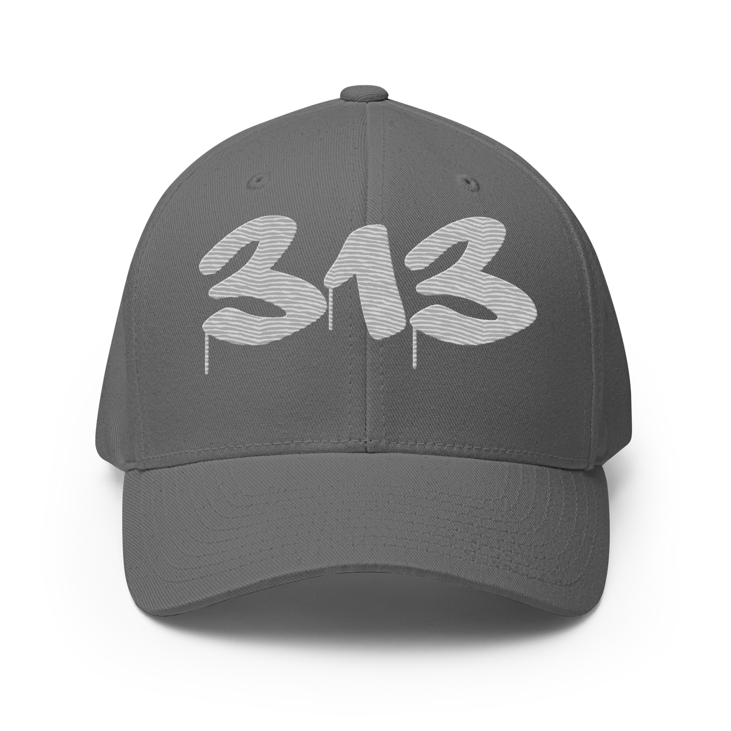 Detroit '313' Fitted Baseball Cap (Tag Font) | Platinum