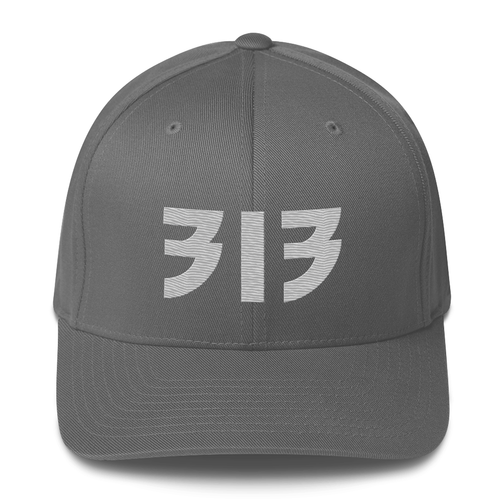 Detroit '313' Fitted Baseball Cap (Glam Font) | Platinum