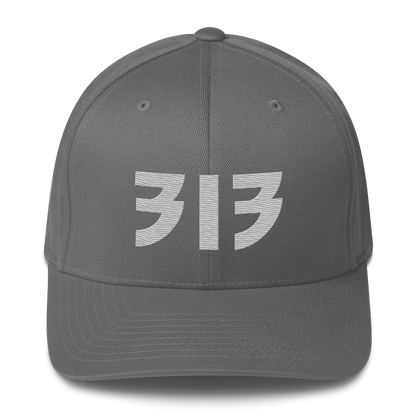 Detroit '313' Fitted Baseball Cap (Glam Font) | Platinum