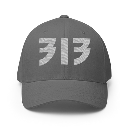 Detroit '313' Fitted Baseball Cap (Glam Font) | Platinum