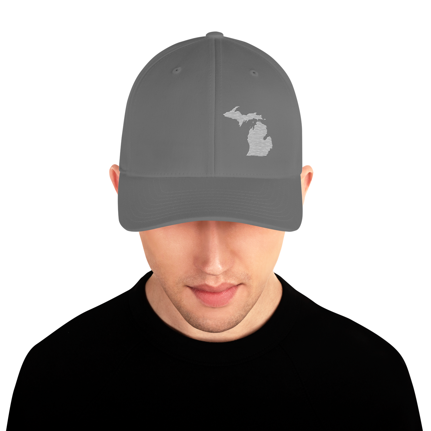 Michigan Fitted Baseball Cap | Platinum Outline