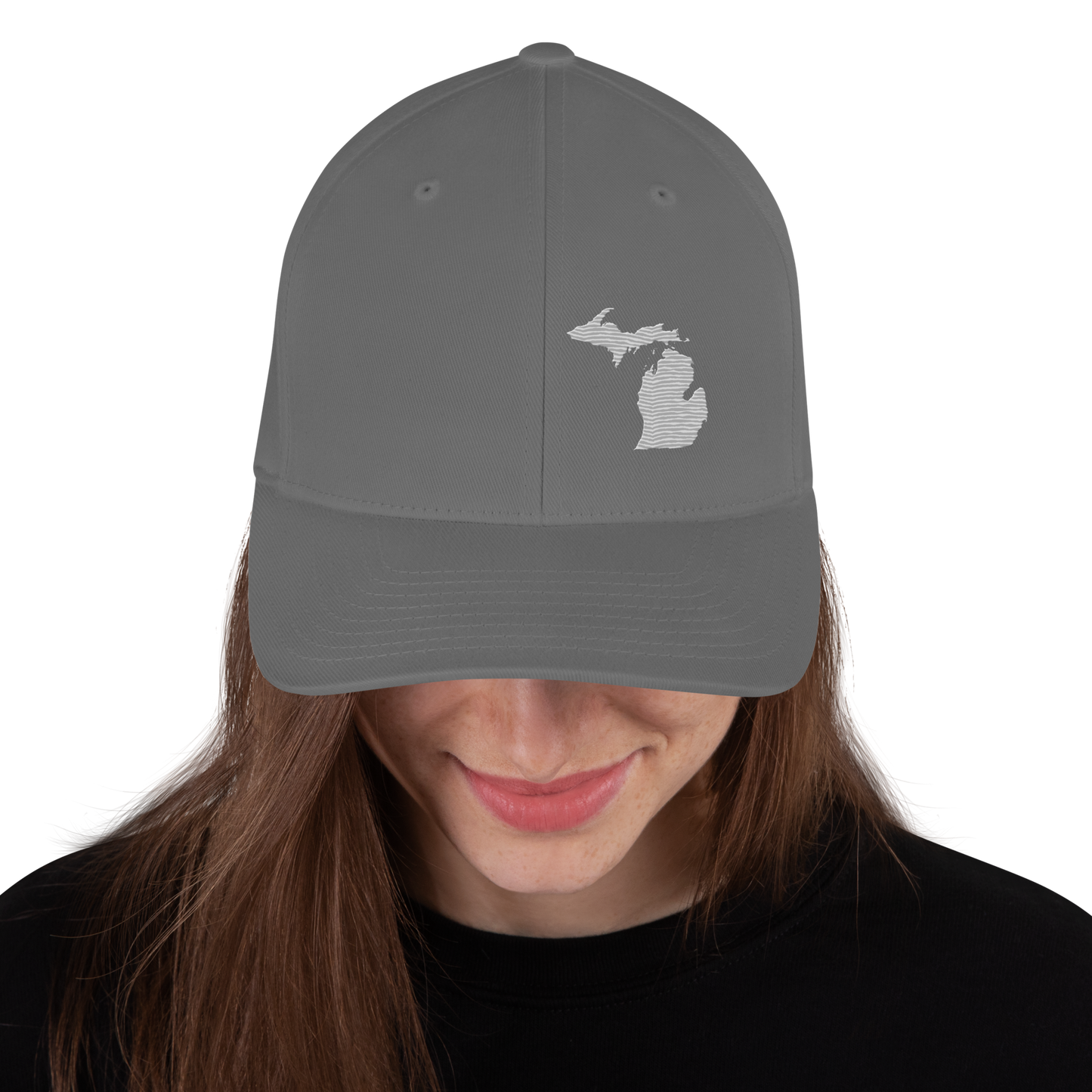 Michigan Fitted Baseball Cap | Platinum Outline