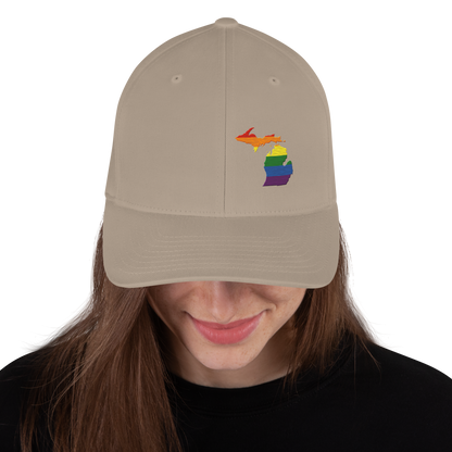 Michigan Fitted Baseball Cap (Rainbow Pride Edition)