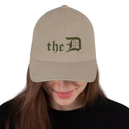 Detroit 'The D' Fitted Baseball Cap | Army Green