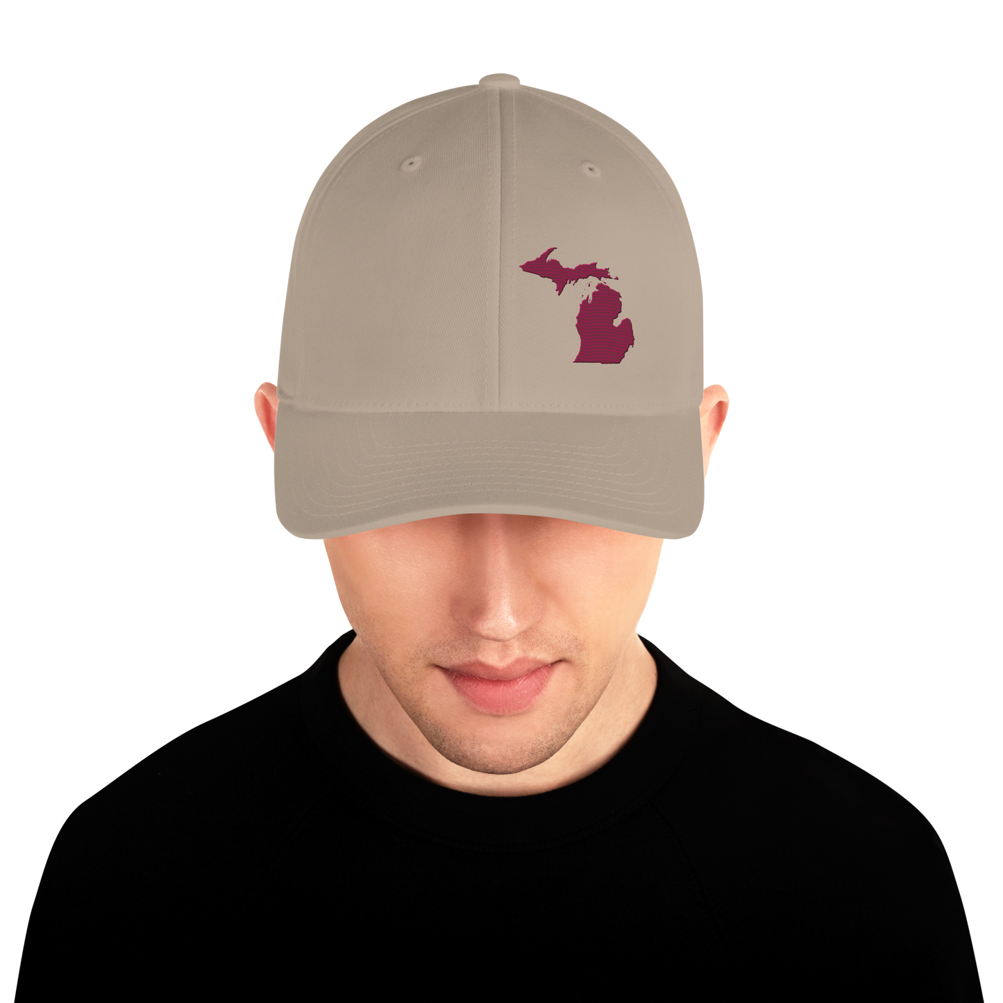 Michigan Fitted Baseball Cap | Ruby Red Outline