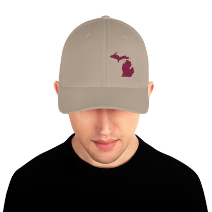 Michigan Fitted Baseball Cap | Ruby Red Outline