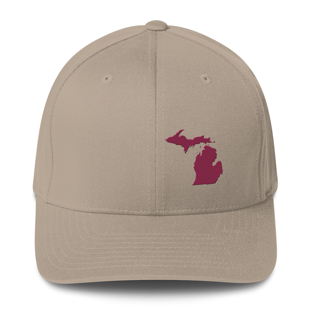 Michigan Fitted Baseball Cap | Ruby Red Outline