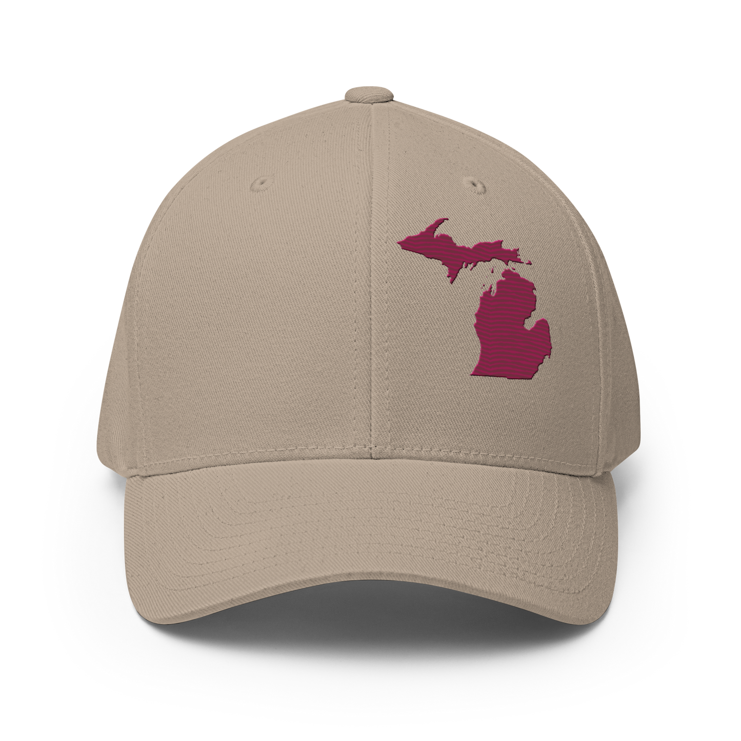 Michigan Fitted Baseball Cap | Ruby Red Outline