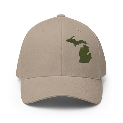 Michigan Fitted Baseball Cap | Army Green Outline