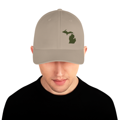 Michigan Fitted Baseball Cap | Army Green Outline