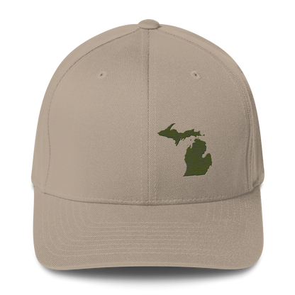 Michigan Fitted Baseball Cap | Army Green Outline