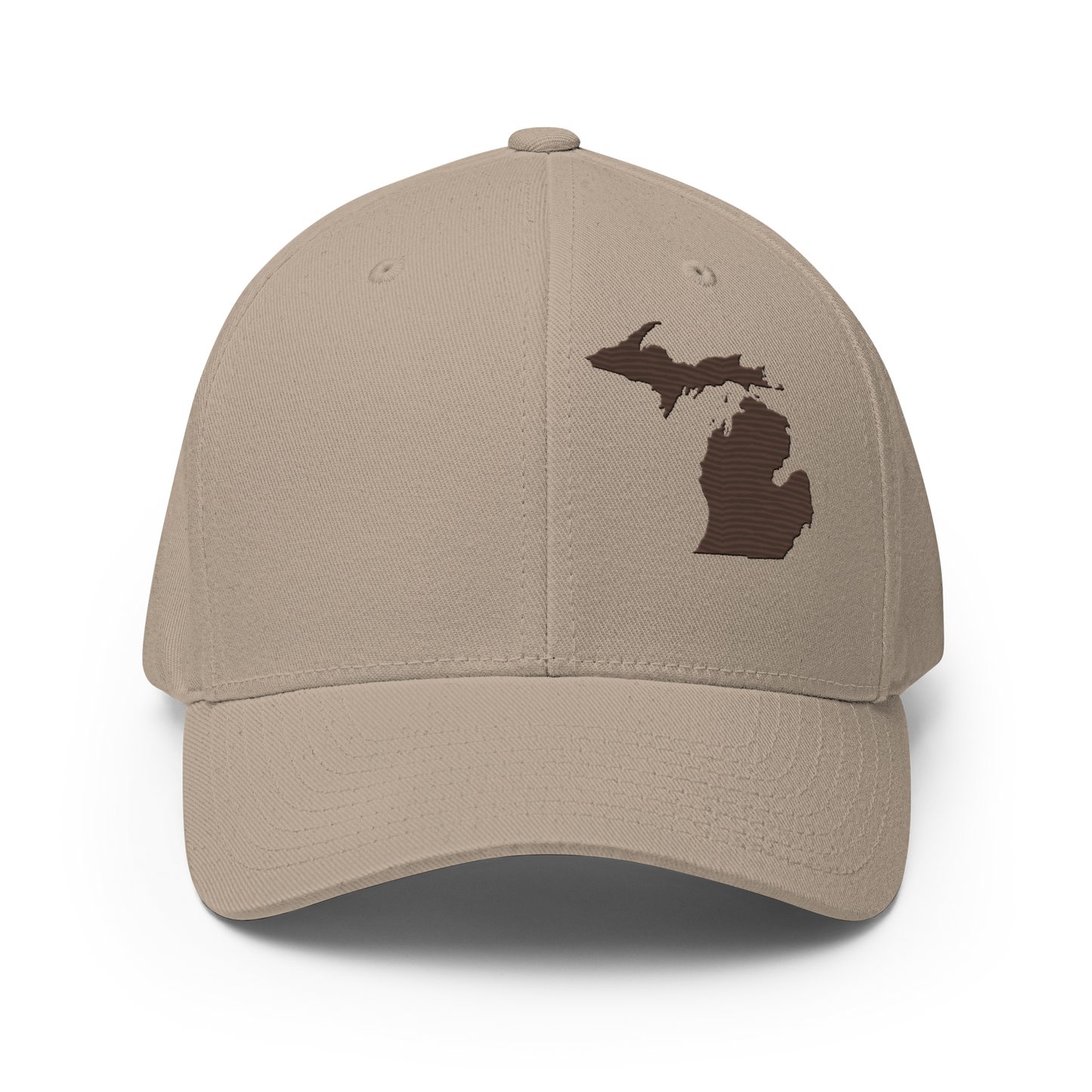 Michigan Fitted Baseball Cap | Hickory Brown Outline