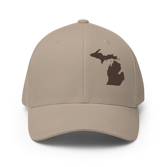 Michigan Fitted Baseball Cap | Hickory Brown Outline