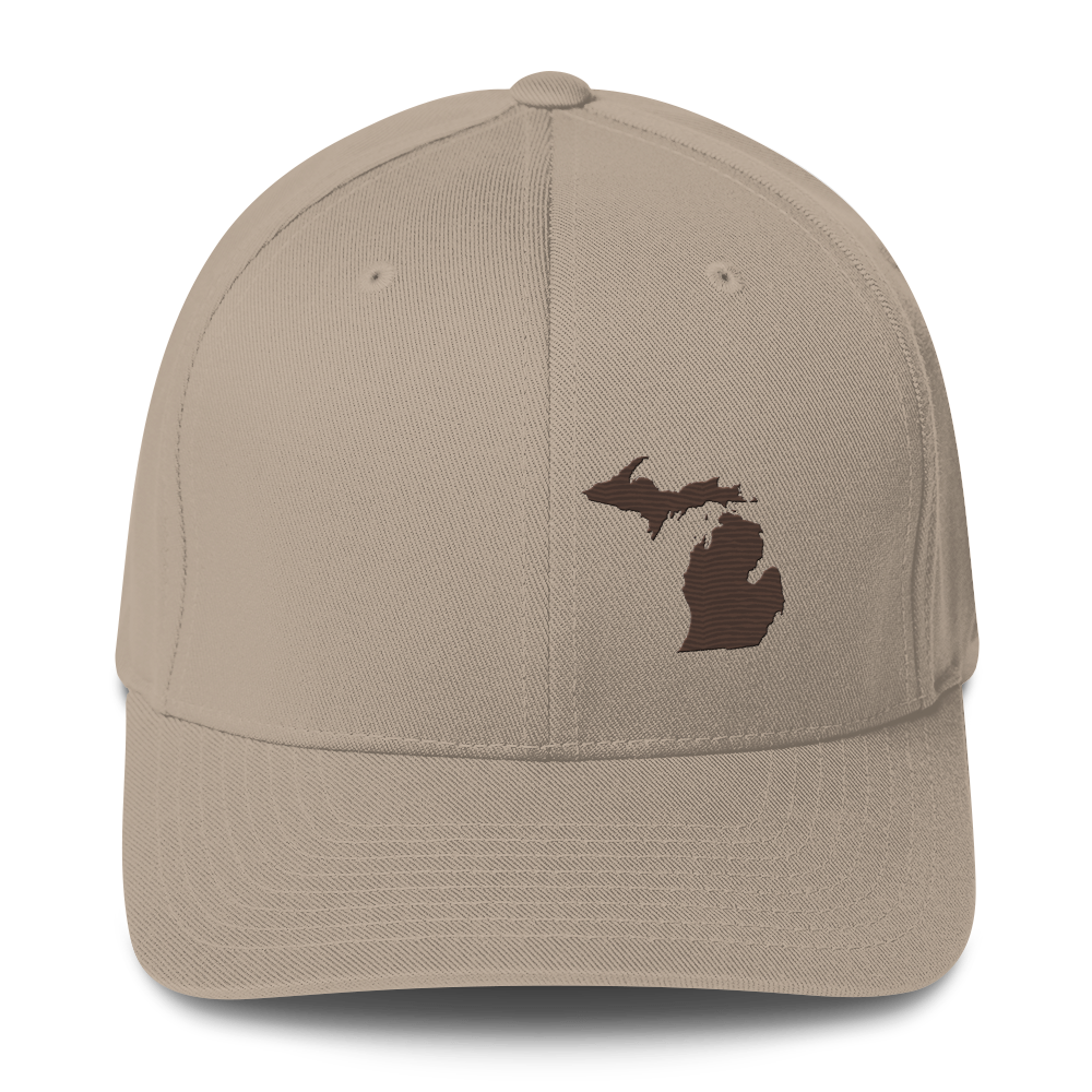 Michigan Fitted Baseball Cap | Hickory Brown Outline