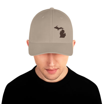 Michigan Fitted Baseball Cap | Hickory Brown Outline