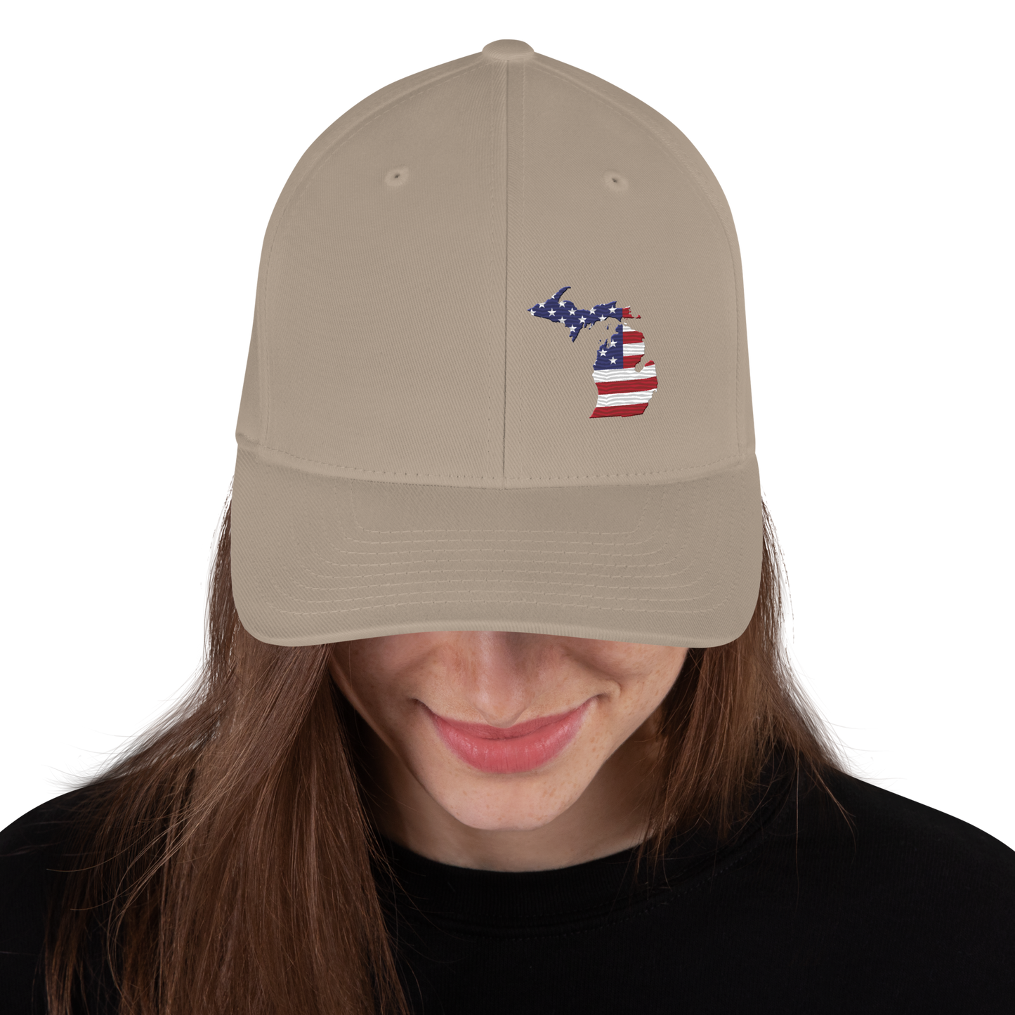 Michigan Fitted Baseball Cap | Patriotic Outline