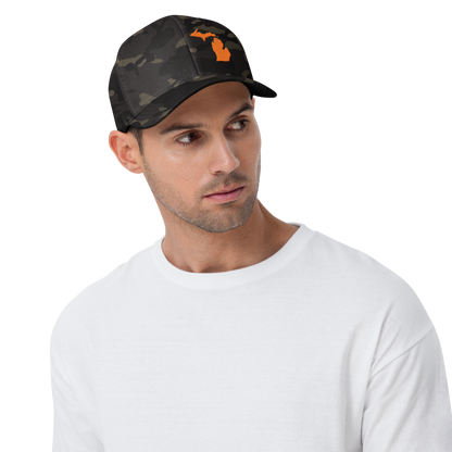 Michigan Camo Fitted Cap | Safety Orange Outline