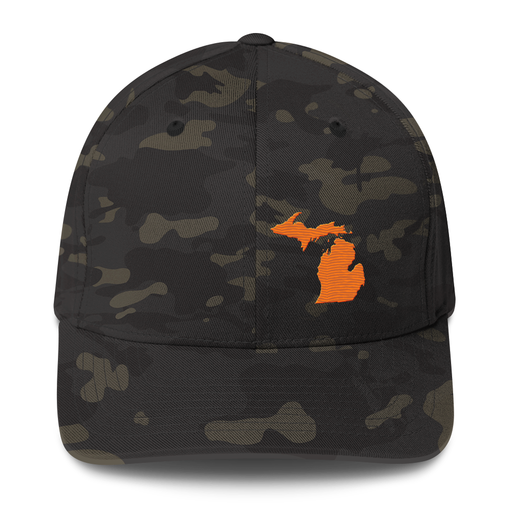 Michigan Camo Fitted Cap | Safety Orange Outline