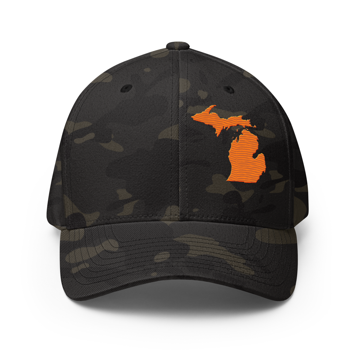 Michigan Camo Fitted Cap | Safety Orange Outline