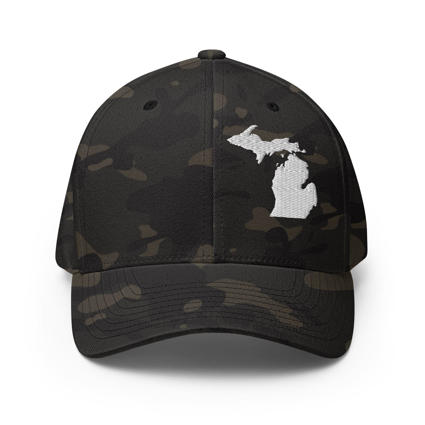 Michigan Camo Fitted Cap | White Outline