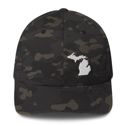 Michigan Camo Fitted Cap | White Outline