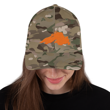 Lake Superior Fitted Camo Cap | Safety Orange