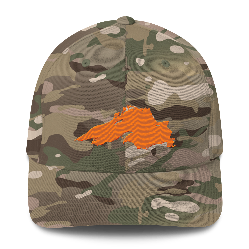 Lake Superior Fitted Camo Cap | Safety Orange