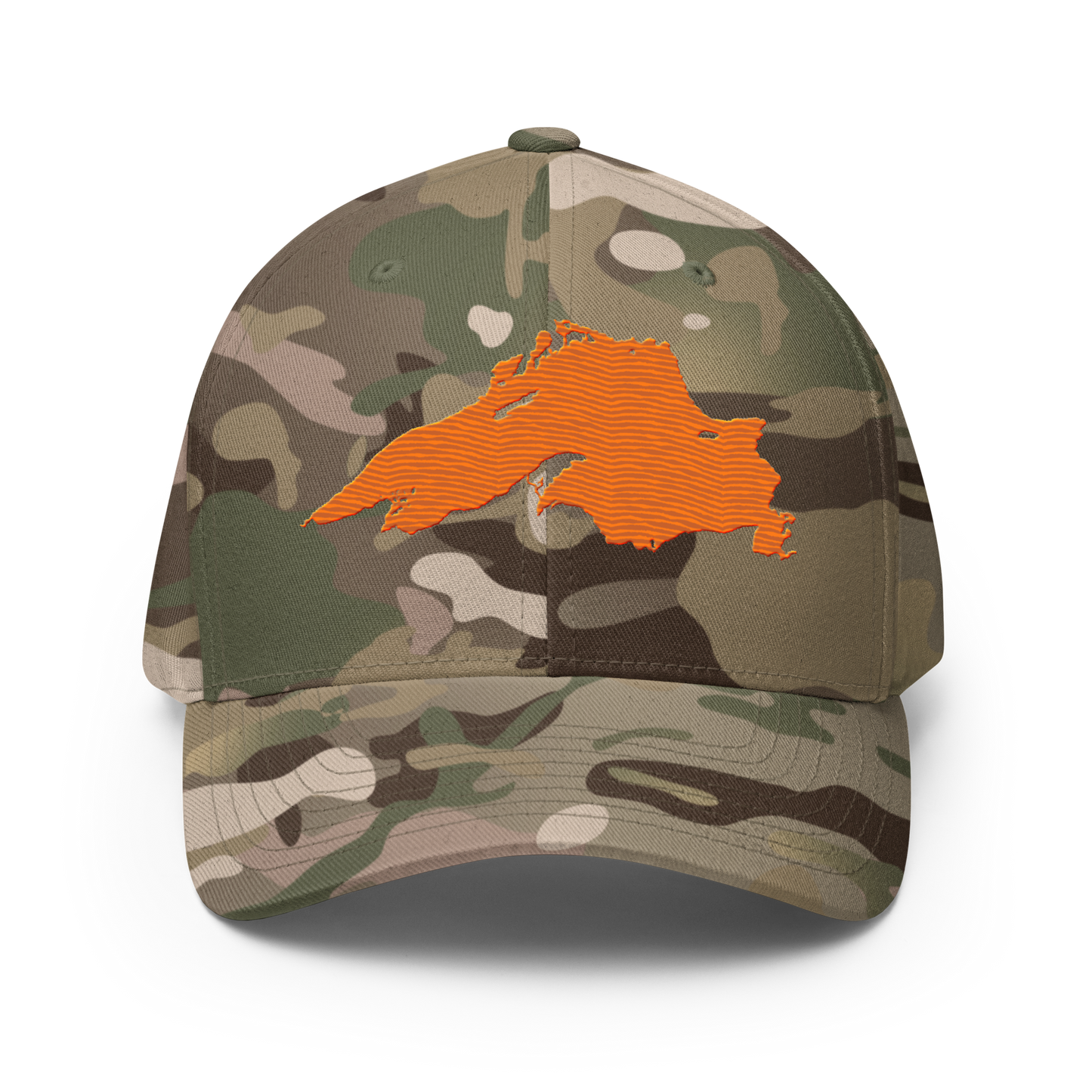 Lake Superior Fitted Camo Cap | Safety Orange