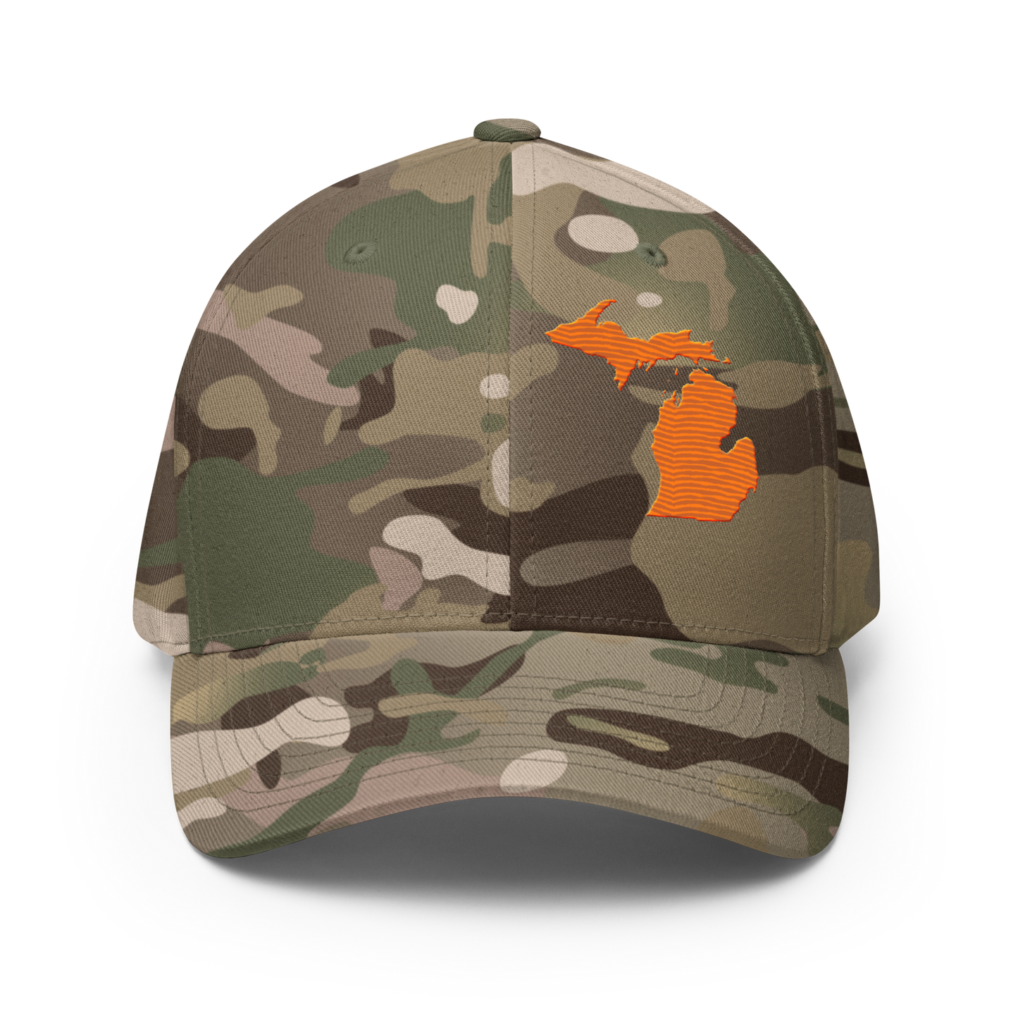 Michigan Camo Fitted Cap | Safety Orange Outline