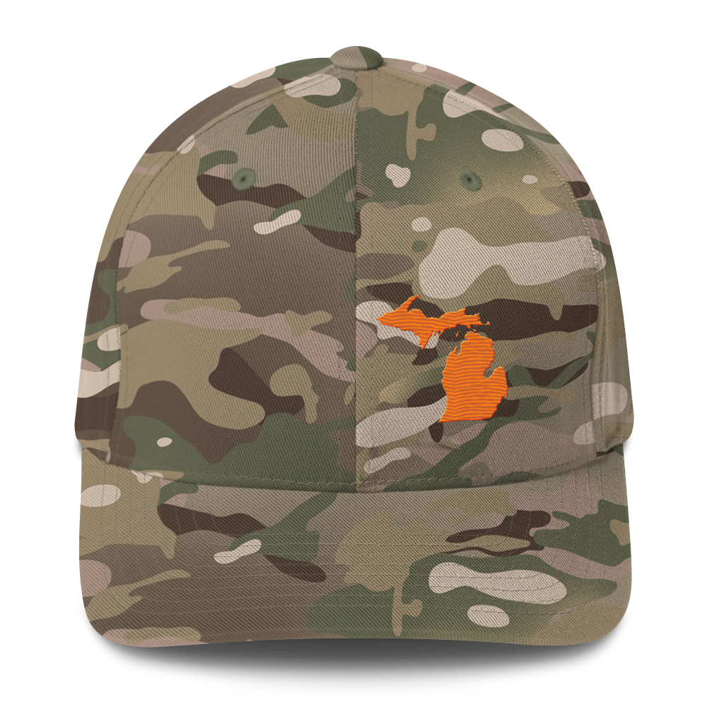 Michigan Camo Fitted Cap | Safety Orange Outline