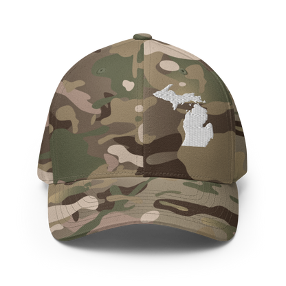 Michigan Camo Fitted Cap | White Outline