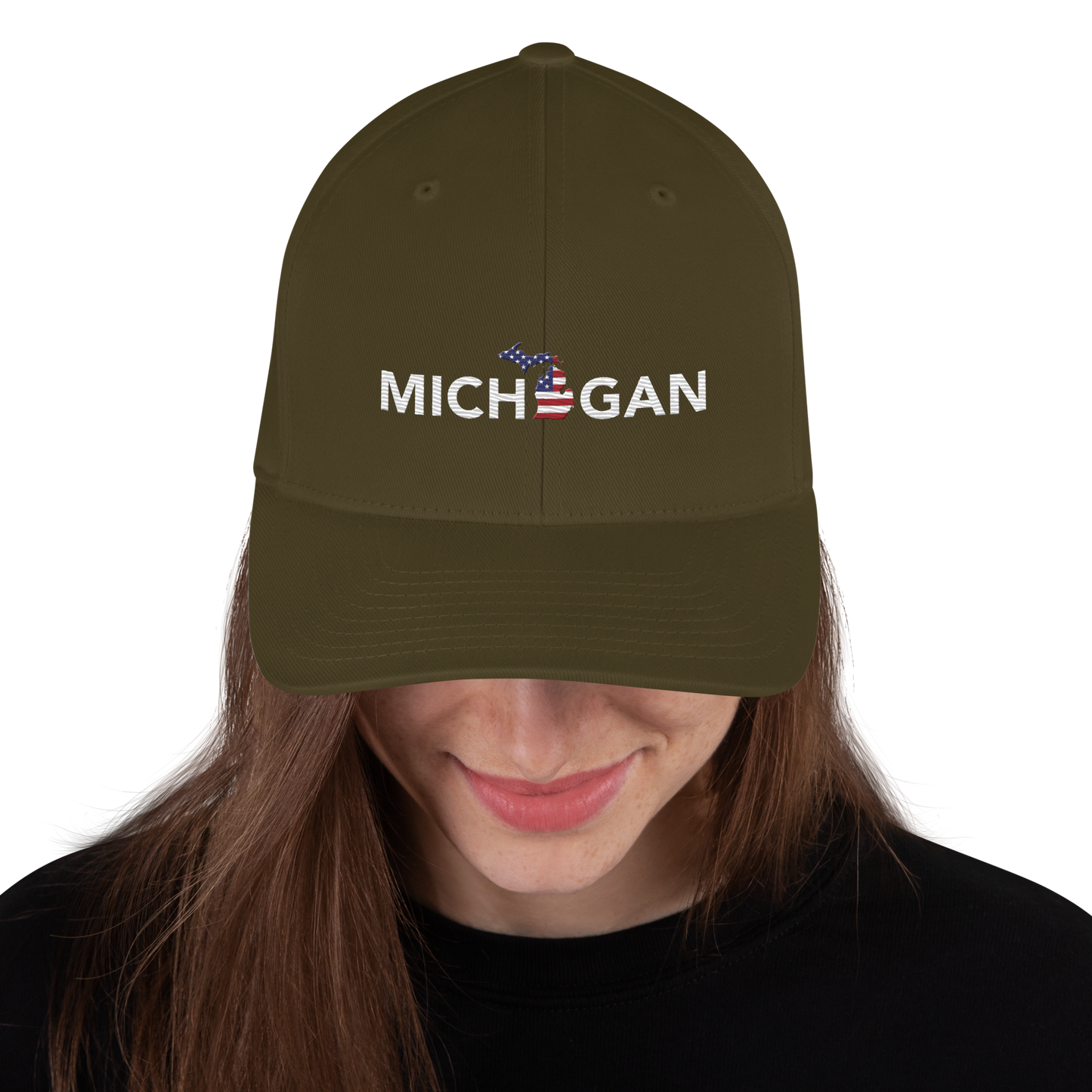 'Michigan' Fitted Baseball Cap (Sans Font Patriot Edition)